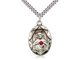 Scapular Medal with Ruby Stone