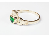 Claddagh Ring - Emerald Glass Accent