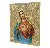 Immaculate Heart of Mary Gold foil Mosaic Plaque