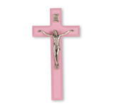 Pink Wood Crucifix, 7"