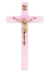 Pink Pearlized Crucifix, 7"