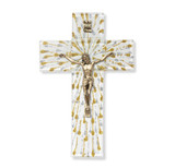 Silver and Gold Glass Crucifix, 7"