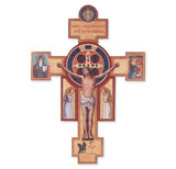 Wooden St. Benedict Jubilee Wall Crucifix, 14"