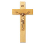 Oak Wood Wall Crucifix, 9"