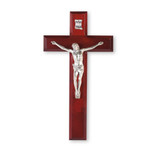 Dark Cherry Wood Wall Crucifix, 10"