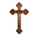 Walnut "Latin Style" Wood Wall Crucifix, 10"