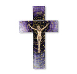 Purple Glass Crucifix, 10"