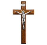 Walnut Wood Wall Crucifix, 11"