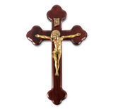 Dark Cherry  "Latin Style" Wood Crucifix, 10"