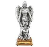 Guardian Angel with Girl Pewter Statue