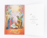 Holy Family in Manger with Seven Angels Christmas Card (10 pack)
