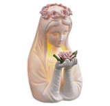 5 1/2" White Glazed Porcelain Bisque Madonna Holding a Rose Night Light