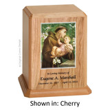 Saint Anthony Cherry Wood Urn