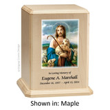 Jesus Shepherd Maple Wood Urn 