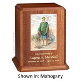 Saint Patrick Mahogany Wood Urn 