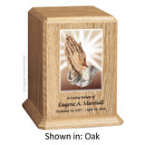 Praying Hands Oak Wood Urn 