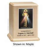 Divine Mercy English Maple Wood Urn 