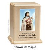 Saint Therese Little Flower Maple Wood Urn 