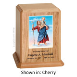 Saint Christopher Cherry Wood Urn 