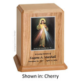 Devine Mercy Spanish Cherry Wood Urn 
