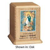 Immaculate Conception Oak Wood Urn 