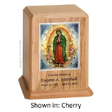 Our Lady of Guadalupe Cherry Wood Urn 