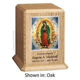 Our Lady of Guadalupe Oak Wood Urn 
