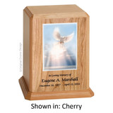 White Dove Cherry Wood Urn 