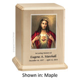 Sacred Heart of Jesus Maple Wood Urn 