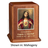 Sacred Heart of Jesus Mahogany Wood Urn 