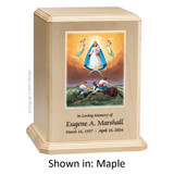 Our Lady of Charity Maple Wood Urn 