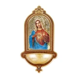 Immaculate Heart of Mary Wooden Holy Water Font