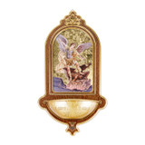 Saint Michael Wooden Gold Foil Mosaic Water Font.