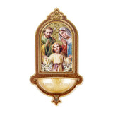 Holy Family Wooden Gold Foil Mosaic Water Font.