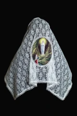 White Our Lady of Fatima lace mantilla veil