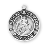 Saint Christopher Round Sterling Silver Medal