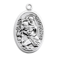 Saint Christopher Oval Sterling Silver Medal