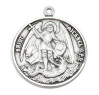 Saint Michael Round Sterling Silver Medal