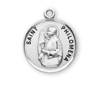 Patron Saint Philomena Round Sterling Silver Medal