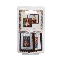 Our Lady of Mount Carmel Brown Wool Scapular with St Benedict Medal