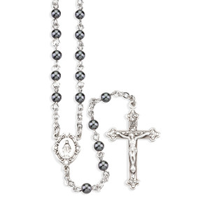Genuine Hematite Rosary Sterling Crucifix and Centerpiece Genuine Hematite Rosary Sterling Crucifix and Centerpiece