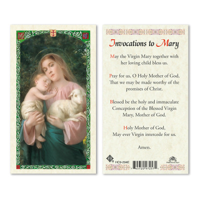 Invocations To Mary Laminated Prayer Cards