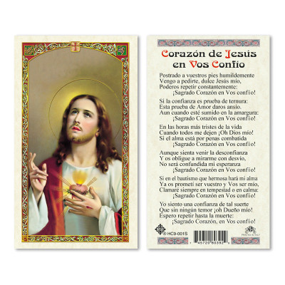 Corazon De Jesus  Spanish Laminated Prayer Cards