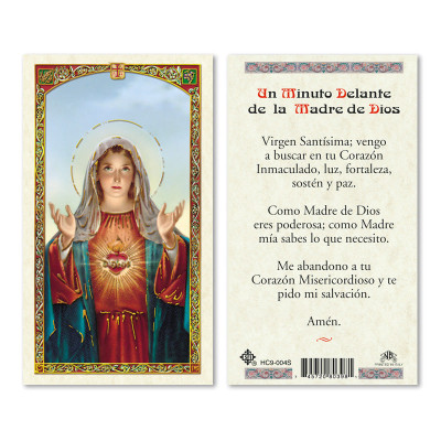 Un Minuto Delante De La Madre Spanish Laminated Prayer Cards