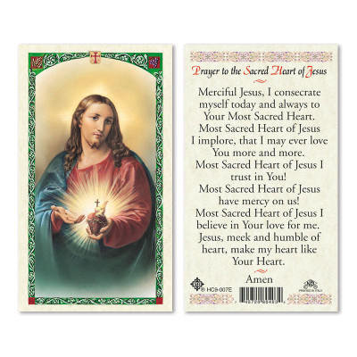 Sacred Heart Of Jesus W/Heart Laminated Prayer Cards