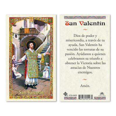 San Valentin Spanish Laminated Prayer Cards