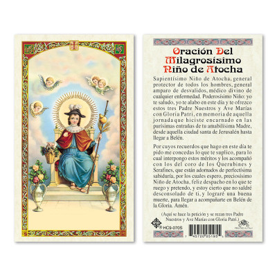 Nino Atocha Spanish Laminated Prayer Cards
