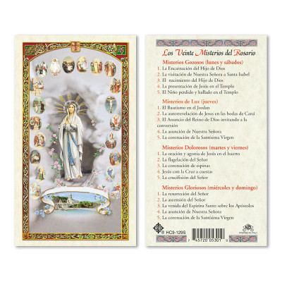 Los Veinte Misterios Spanish Laminated Prayer Cards