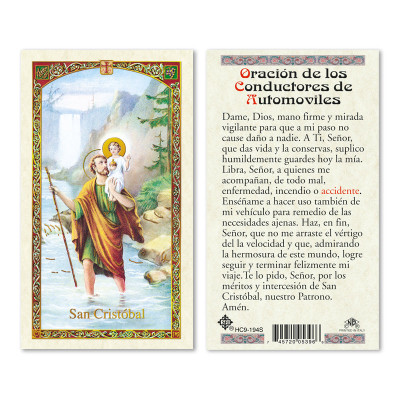 San Cristobal Oracion De Conductores De Auto Spanish Laminated Prayer Cards