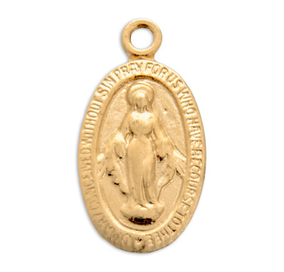 Gold Over Sterling Silver Oval Miraculous Medal